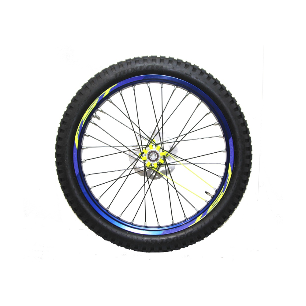 FRONT WHEEL TR. BLUE BRIGHT 19+YELLOW FLUOR HUB