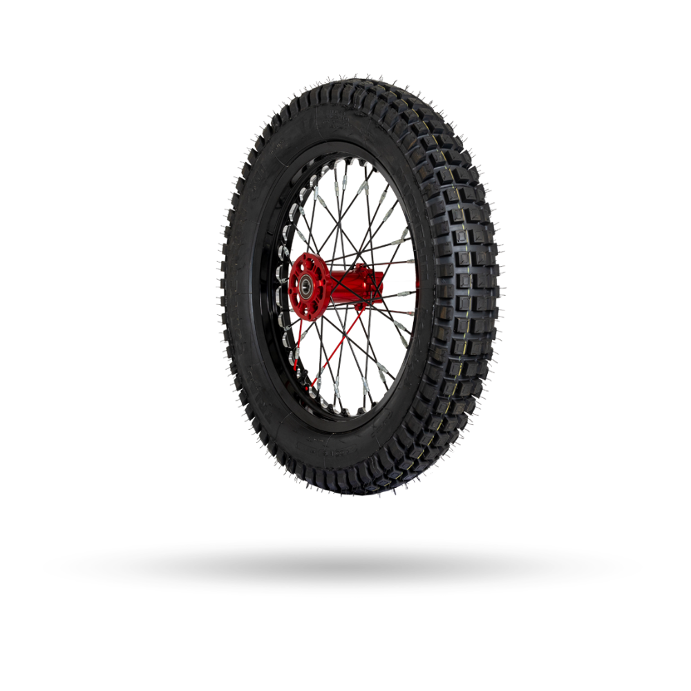REAR WHEEL TR. BLACK BRIGHT +RED HUB FF