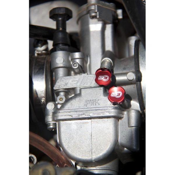 S3 Trials Idle & Air Mix Screw Adjusters – Red, For Keihin PWK28 PWK Carb – SCREWSET